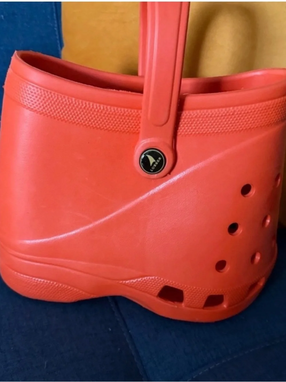 Orange Tote Bag with Charm Accents